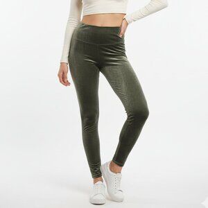 SPANX Olive Green Velvet Women's Leggings Size Medium
